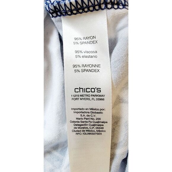 Chico’s 1 Blue/White Floral Paisley Sleeveless Stretch Tank Dress Medium 8/10 - Picture 7 of 7